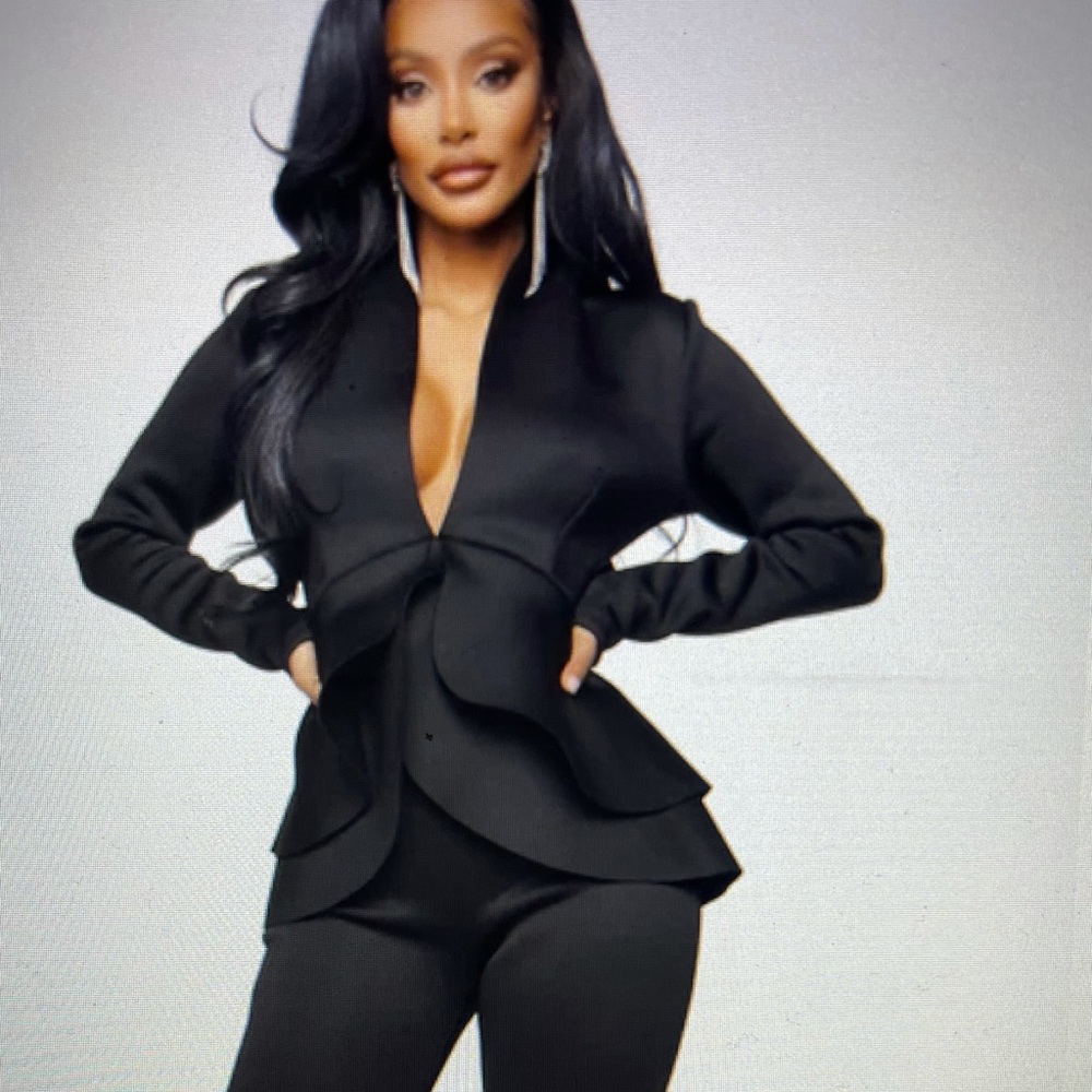 Two piece black suit blazer and pants